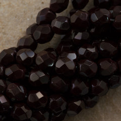 50 Czech Fire Polished 6mm Round Bead Opaque Cocoa Brown (13510)