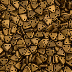 15g CzechMates 6mm Two Hole Triangle Beads Matte Metallic Goldenrod (01730K)