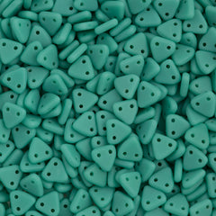 15g CzechMates 6mm Two Hole Triangle Beads Matte Turquoise (63130M)
