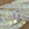 50 CzechMates 6mm Two Hole Tile Beads Crystal Double Sided AB (00030XX)