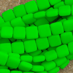 50 CzechMates 6mm Two Hole Tile Beads Neon Green (25124)