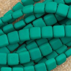 50 CzechMates 6mm Two Hole Tile Beads Neon Emerald (25128)
