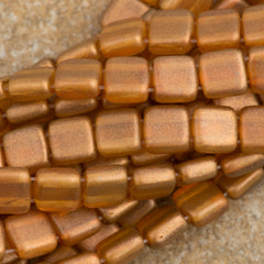 50 CzechMates 6mm Two Hole Tile Beads Halo Sandalwood (29253)