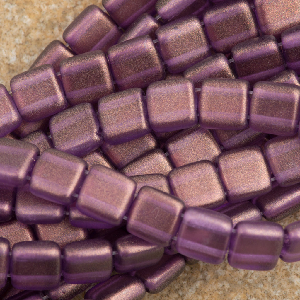 50 CzechMates 6mm Two Hole Tile Beads Halo Regal (29261)