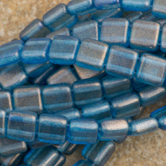 50 CzechMates 6mm Two Hole Tile Beads Halo Azurite (29266)