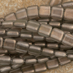 50 CzechMates 6mm Two Hole Tile Beads Halo Ash (29273)