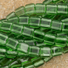 50 CzechMates 6mm Two Hole Tile Beads Prairie Green (50310)