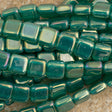 50 CzechMates 6mm Two Hole Tile Beads Atlantis Green Luster Iris (52060LR)