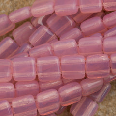 50 CzechMates 6mm Two Hole Tile Beads Milky Pink (71010)
