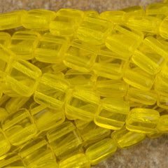 50 CzechMates 6mm Tile Beads Transparent Yellow (80010)