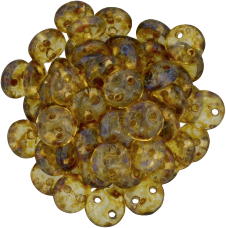 50 CzechMates 6mm Two Hole Lentil Crystal Picasso Beads (00030T)