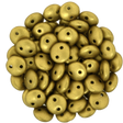 50 CzechMates 6mm Two Hole Lentil Matte Metallic Aztec Gold Beads (01720K)