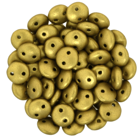 50 CzechMates 6mm Two Hole Lentil Matte Metallic Aztec Gold Beads (01720K)