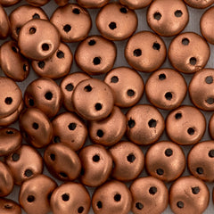 50 CzechMates 6mm Two Hole Lentil Matte Metallic Copper Beads (01770K)