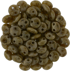 50 CzechMates 6mm Two Hole Lentil Beige Bronze Picasso Beads (13020BT)