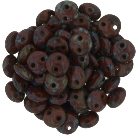 50 CzechMates 6mm Two Hole Lentil Umber Picasso Beads (13610T)