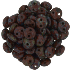 50 CzechMates 6mm Two Hole Lentil Umber Picasso Beads (13610T)