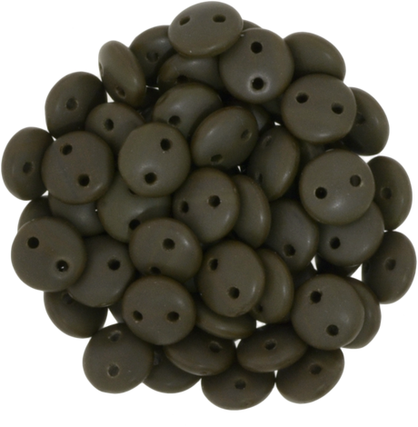 50 CzechMates 6mm Two Hole Lentil Matte Chocolate Brown Beads (13720M)