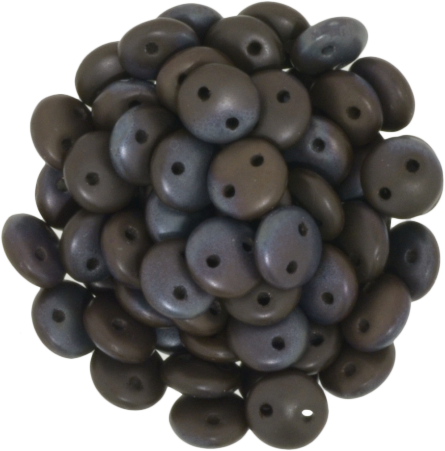 50 CzechMates 6mm Two Hole Lentil Matte Chocolate Brown Bronze Vega Beads (13720YM)