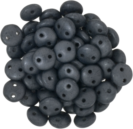 50 CzechMates 6mm Two Hole Lentil Matte Hematite Beads (14400M)