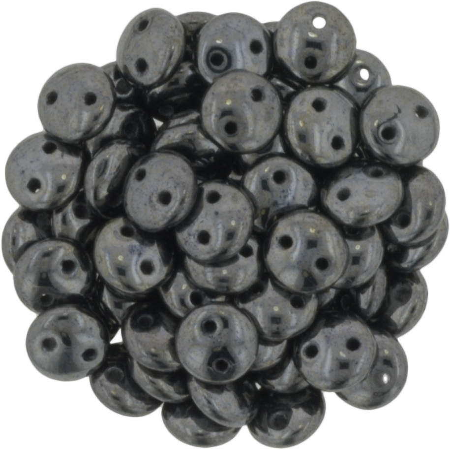 50 CzechMates 6mm Two Hole Lentil Hematite Beads (14400)
