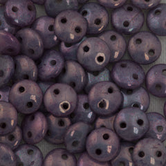 50 CzechMates 6mm Two Hole Lentil Opaque Amethyst Luster Beads (15726P)