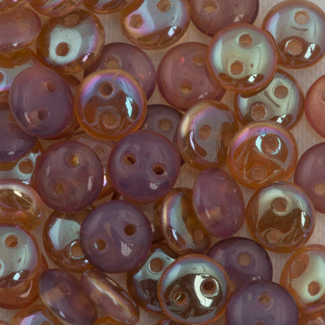 50 CzechMates 6mm Two Hole Lentil Milky Amethyst Celsian Beads (21010Z)