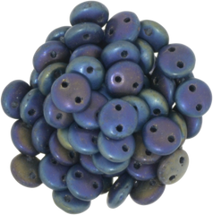 50 CzechMates 6mm Two Hole Lentil Matte Blue Iris Beads (21135)