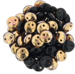 50 CzechMates 6mm Two Hole Lentil Jet Apollo Beads (23980A)