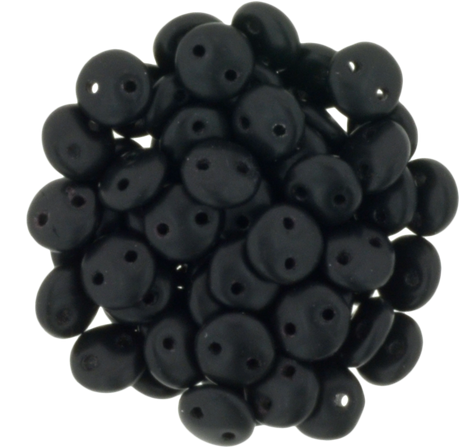 50 CzechMates 6mm Two Hole Lentil Matte Jet Beads (23980M)