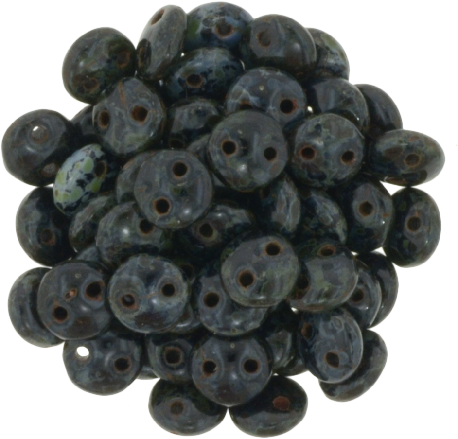 50 CzechMates 6mm Two Hole Lentil Jet Picasso Beads (23980T)