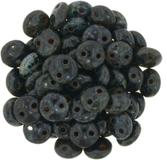 50 CzechMates 6mm Two Hole Lentil Jet Picasso Beads (23980T)