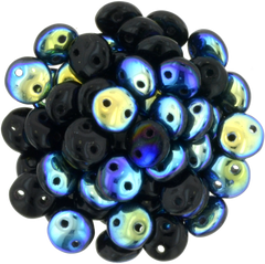 50 CzechMates 6mm Two Hole Lentil Jet AB Beads (23980X)