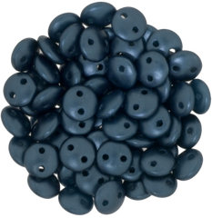 50 CzechMates 6mm Two Hole Lentil Pearl Coat Steel Blue Beads (25033)