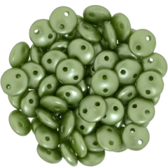 50 CzechMates 6mm Two Hole Lentil Pearl Coat Olive Beads (25034)