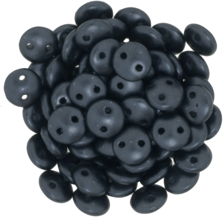 50 CzechMates 6mm Two Hole Lentil Pearl Coat Charcoal Beads (25037)