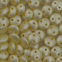 50 CzechMates 6mm Two Hole Lentil Pearl Coat Cream Beads (25039)