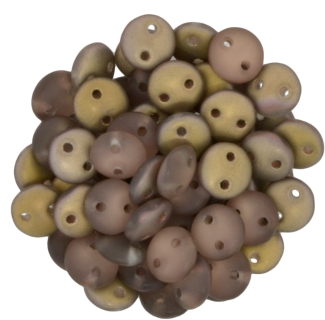 50 CzechMates 6mm Two Hole Lentil Matte Apollo Gold Beads (27171)
