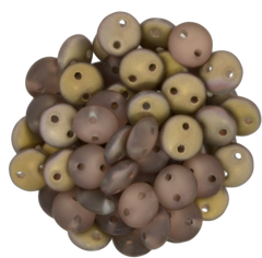 50 CzechMates 6mm Two Hole Lentil Matte Apollo Gold Beads (27171)