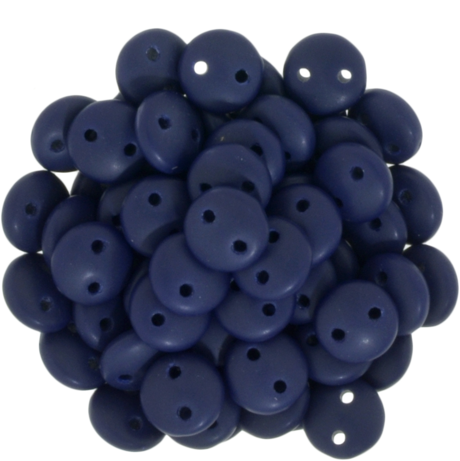 50 CzechMates 6mm Two Hole Lentil Matte Navy Beads (33410M)