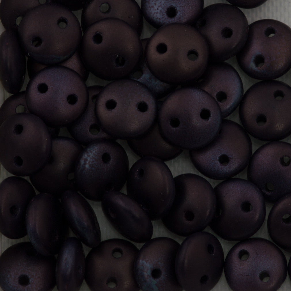 50 CzechMates 6mm Two Hole Lentil Matte Navy Vega Beads (33410YM)