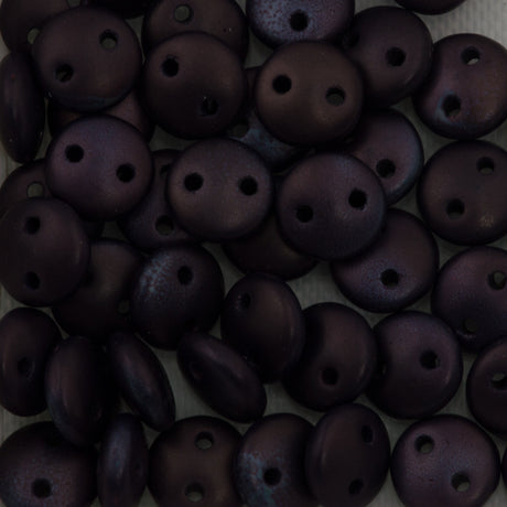 50 CzechMates 6mm Two Hole Lentil Matte Navy Vega Beads (33410YM)