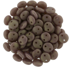 50 CzechMates 6mm Two Hole Lentil Matte Ashen Grey Rosaline Luster Beads (43020MK)