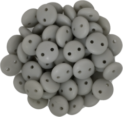50 CzechMates 6mm Two Hole Lentil Matte Ashen Grey Beads (43020M)