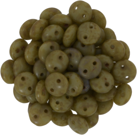 50 CzechMates 6mm Two Hole Lentil Opaque Ashen Grey Picasso Beads (43020T)