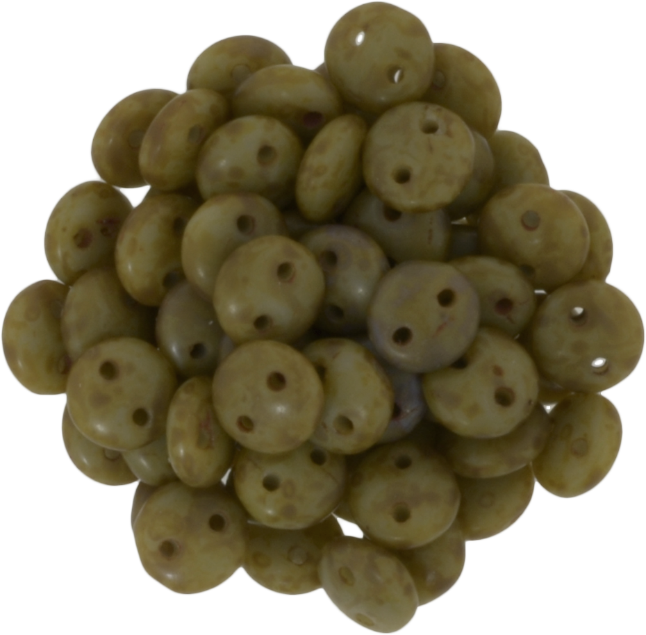 50 CzechMates 6mm Two Hole Lentil Opaque Ashen Grey Picasso Beads (43020T)