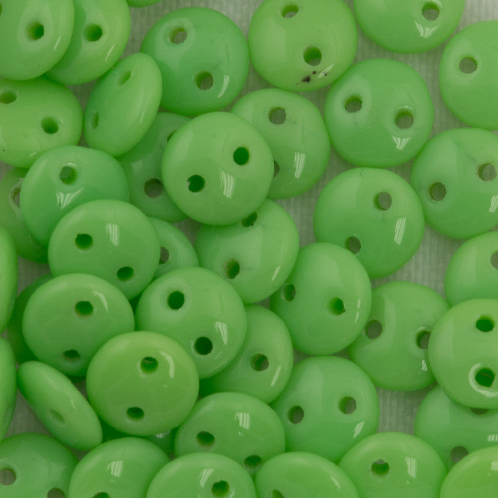 50 CzechMates 6mm Two Hole Lentil Opaque Spring Green Beads (53200)