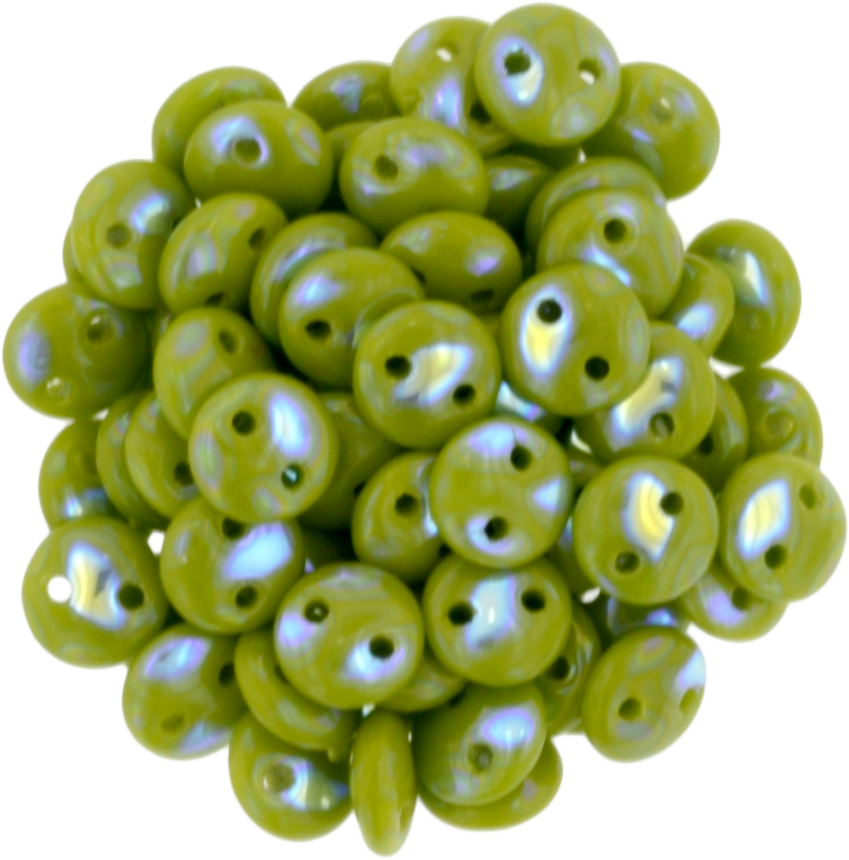 50 CzechMates 6mm Two Hole Lentil Opaque Olive Peacock Beads (53420PK)