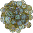 50 CzechMates 6mm Two Hole Lentil Aquamarine Celsian Beads (60010Z)