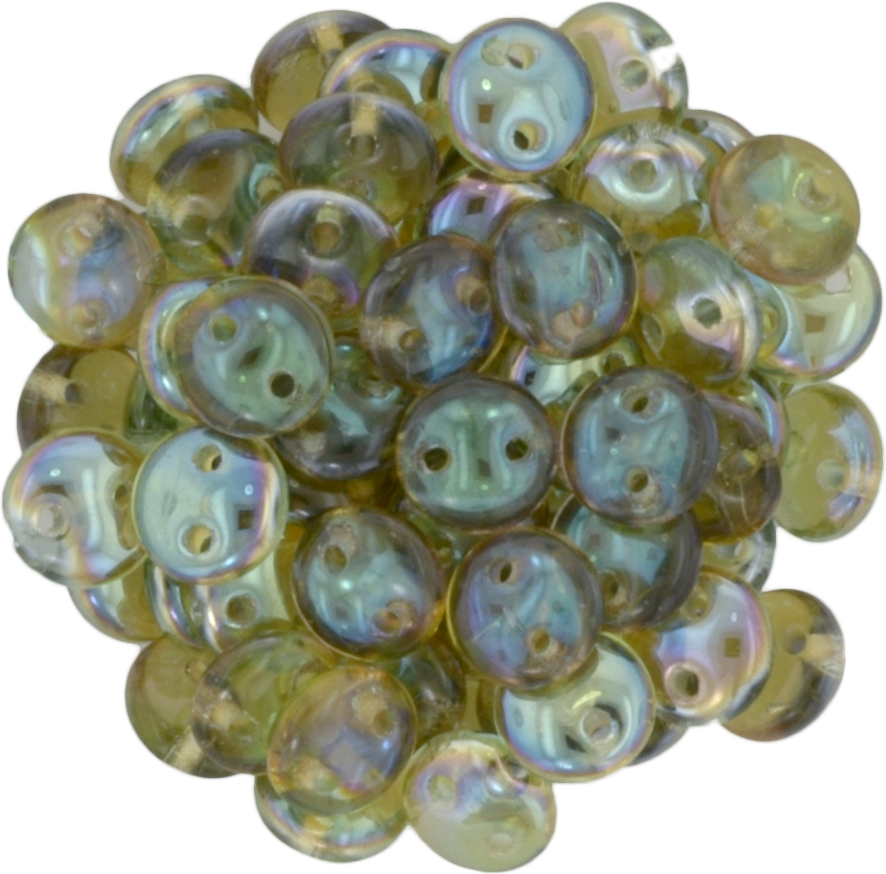 50 CzechMates 6mm Two Hole Lentil Aquamarine Celsian Beads (60010Z)